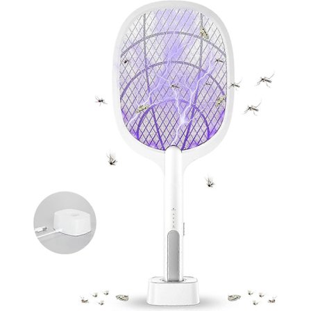 Elektrisk flugsmälla, 2 i 1 Bug Zapper Uppladdningsbar, Kraftfull myggfångarlampa & Fruktflugedödare med UV-ljus för inomhusbruk Hemmakontor [DB]