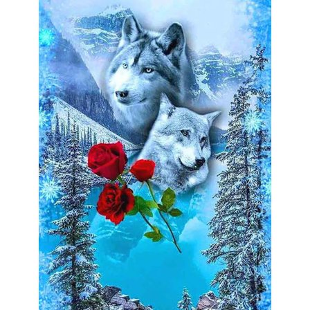 Nyt 30x40cm voksen barn 5D DIY sæt - Ulv 3#, fu