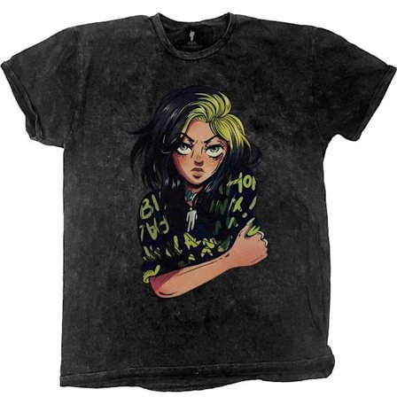 Billie Eilish Unisex Anime Dip Dye T-paita S Svart Musta