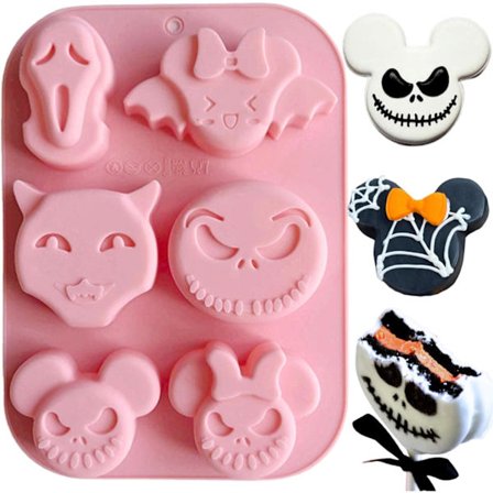 Silikonformar, 6 Designer Chokladform, Spöken, Fladdermöss, Huggtänder Form för Aromaterapi Ljus Choklad Dessert-tfrf