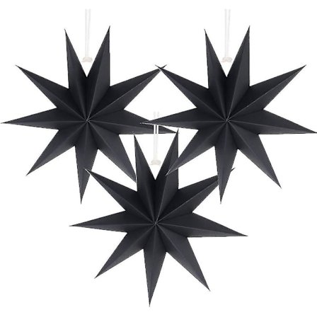 Jul 9-hörniga pappersstjärnor Juldekorationer 30cm (svart) 3 Styckenbd