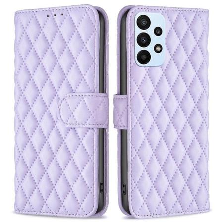 Rhombus mat Samsung Galaxy A23 flip etui - Lilla Purple