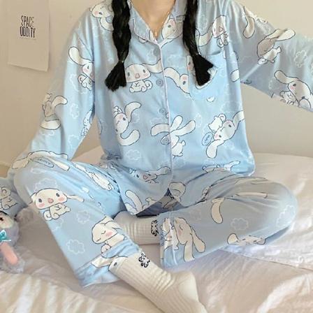 Sanrios Kawaii Pyjamas Cinnamoroll Sød Tegneserie Koreansk Elevatkollegium Hjemmetøj Kærestegave M M