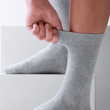 DryFeel | Calcetines de tenis de algodón gris claro para hombres - Calcetines de tripulación