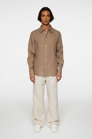J.Lindeberg - Reg LS Linen Melange Shirt - Brown - Man - M