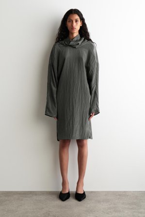 COS Women's Abito Mini In Raso Increspato in Grigio