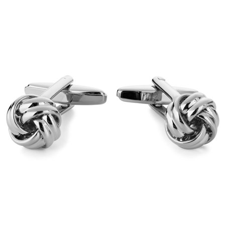 Spinki do mankietów w kształcie węzła w kolorze srebrnym dla mężczyzn