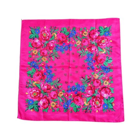 Rose Flower Print Head Scarf Twill Printed Scarf Shawl ROSE RED