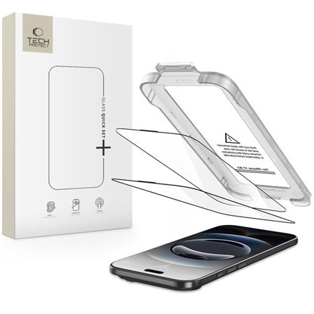 Tech-Protect Quick Set+ 2-pak hærdet glas til iPhone 17 Air - sort