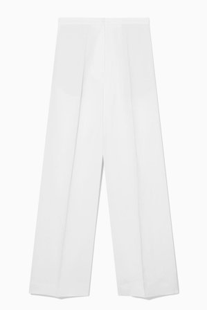 COS Damen Hose Aus Leinen-Mix Mit Weitem Bein - Weiss