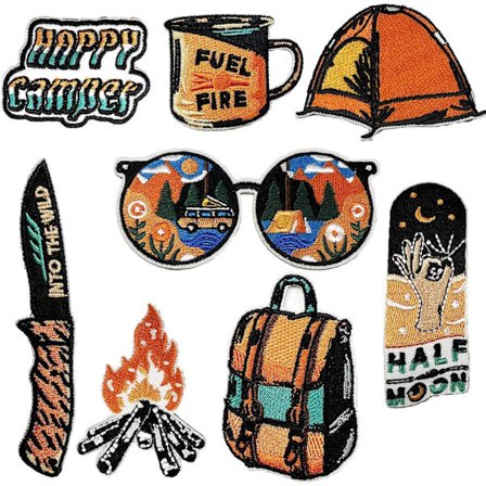 8 stk. sy-på-lapper, broderilapper, gør-det-selv-tilbehør, stryge-på-lapper