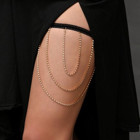 Flerlags Leg Body Chain Rhinestone Thigh Chain STIL 4