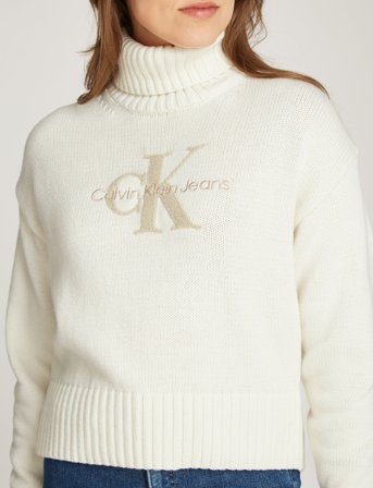 Calvin Klein Jeans Chenille Monologo Sweater - White - XL