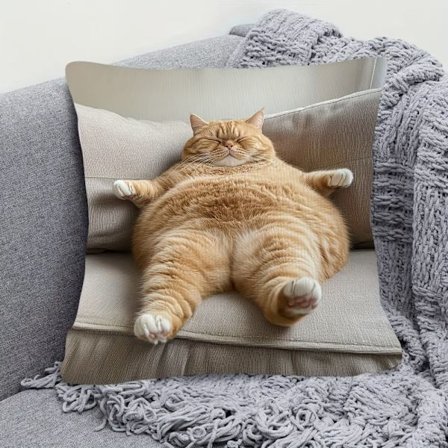 [Ingefær Katt Pyntepute] 1 stk 45x45 cm Supermyk Kort Plysj Dobbeltsidig Pyntepute - Søt Ingefær Katt Slapper av på Sofadesign, Moderne...