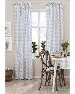 Gardinfag garnfarvede 2-pak ternede Hvid