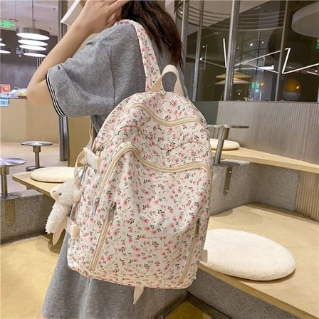 Harajuku student skolväska dam skolväska ny stor kapacitet college ryggsäck flicka söt gymnasium student ryggsäck-liten blommig
