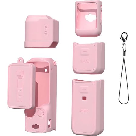 Suojakotelo sopii DJI Osmo Pocket 3:lle, Sisältää suojuksen suuremmalle akulle, Pinkki, Iskunkestävä, Naarmuuntumaton, Silikoni, Kotelo