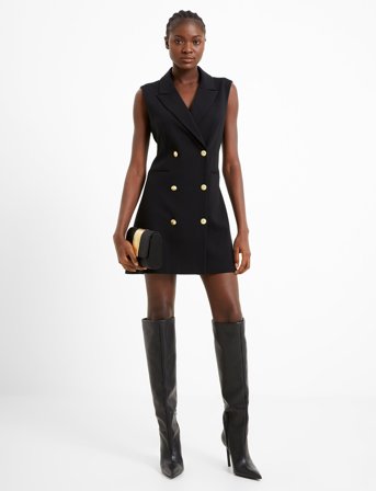French Connection Whisper Slvlss Tux Dress - Black - 38