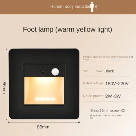 Trinn Korridor Lys Trappekasse Lys SORT