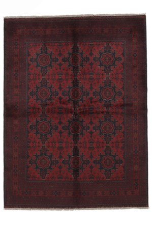 Anudada A Mano Afghan Khal Mohammadi Alfombra 176X229 De Lana Negro/Rojo Oscuro