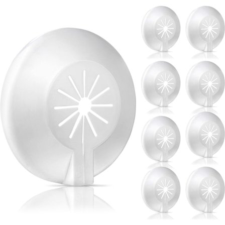 Sæt med 8 rosetter til radiator, rørskjuler, plastventilroset til diametre fra 8 til 22 mm, ultrasnapsamling