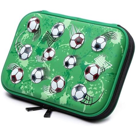 Søt pennal i 3D-fotballdesign for barn - Stor kapasitet - Hardt skall - Pennal med glidelås