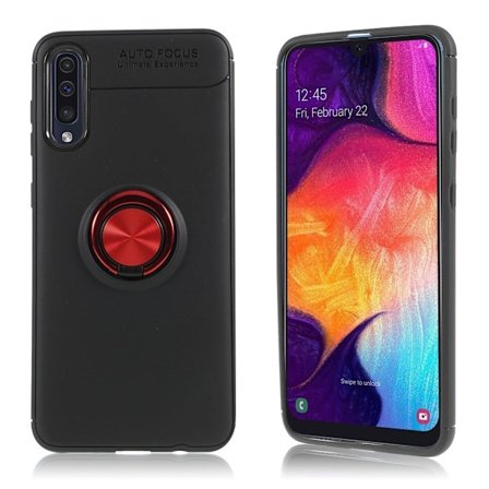 Samsung Galaxy A50 fingerring etui - Sort/Rød