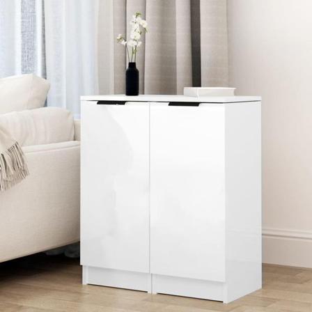 Vidaxl Förvaringsskåp 2 St Vit Högglans 30x30x70 Cm Konstruerat Vit