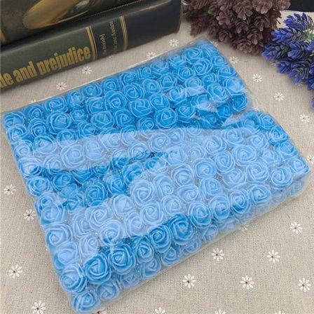 144 stk. skumroser 2,5 cm diameter garn PE skum kunstige skumroser til DIY bryllup slikæske børns krans brudehovedbånd mørkeblå