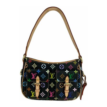 Louis Vuitton Vintage, Pre-owned Shoulder Bags Zwart, Dames, Maat:ONE Size,suede,multicolor