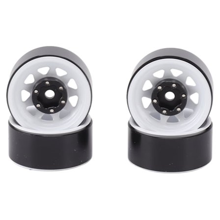 4 stk. Beadlock-hjul 1 tomme dyb rille universal til Traxxas ATV RC-bil karrosseridele med skruer hvid
