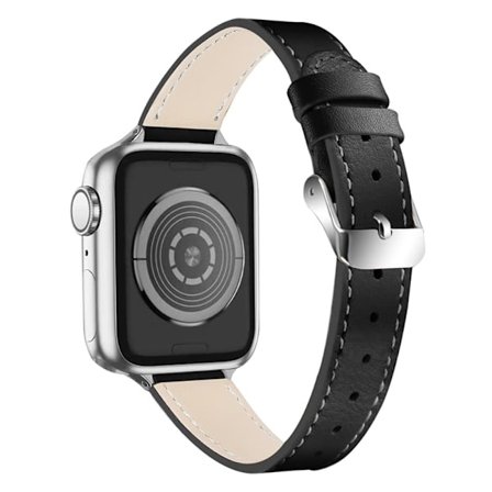 Apple Watch (45 mm) elegant klockarmband i äkta läder - Svart
