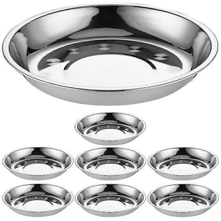 8 kpl Ruostumattomasta teräksestä valmistettuja pyöreitä lautasia, pyöreitä ruokalautasia, grillitarjottimia, ruoan tarjoilulautasia