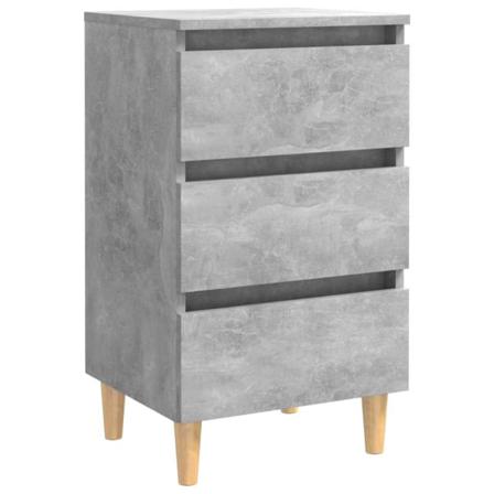 Vidaxl Sängbord Med Ben I Massivt Trä Betonggrå 40x35x69 Cm Grå