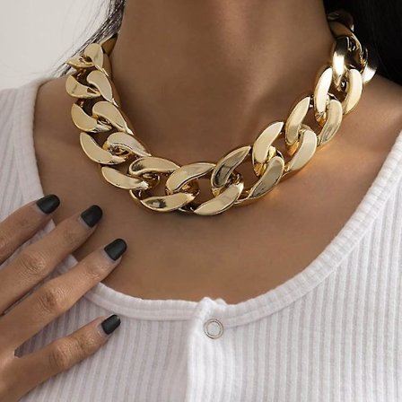 Punk Cuban Link Chain Choker Halsband Guld Lätt Chunky Oval Chain Link Halsband Statement Hip Hop smycken gold