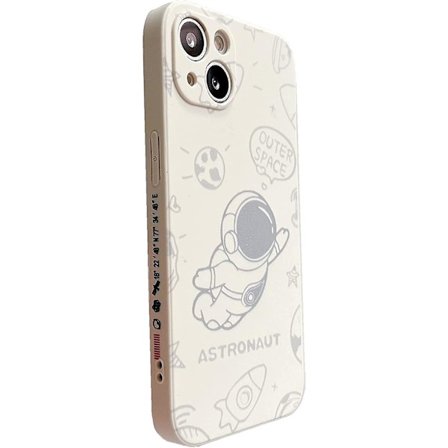 Sött skal till iPhone 13, Cool tecknad astronaut raket måne rymddesign Snygg mjuk TPU stötdämpande halkfri skyddande trendigt skal (iphone 1