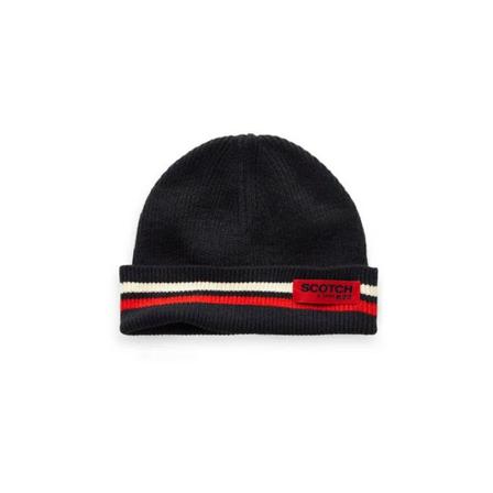 Scotch & Soda Logo Beanie , Zwart , Dames , Maat: ONE Size Hoeden
