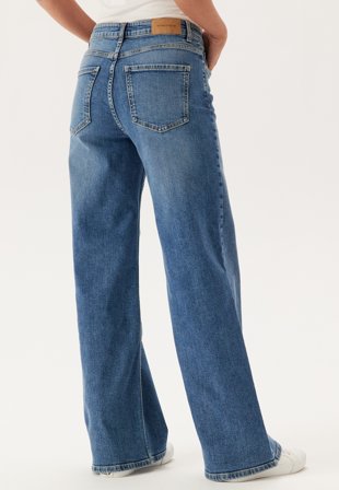 Bubbleroom - High Wide Jeans - Medium blue - Kläder