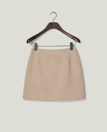 Lexington Kort skjørt i ullblanding, beige melange