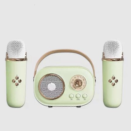 Bluetooth-høyttaler med 1-2 trådløs mikrofonstøtte Karaoke TF-kort FM-avspilling HIFI Bass Håndfri samtale Bursdagsgave til barn