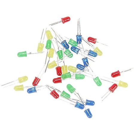 5mm LED-dioder i blandede farger, DC 2V-3V 20mA, 4 farger, 40 stk