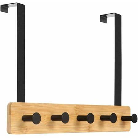 Hængende dørkrog 5 kroge, dørkroge til soveværelsesfrakkeholder til opbevaring af frakker, jakker, badekåber, håndtasker og andre - Naturlig--