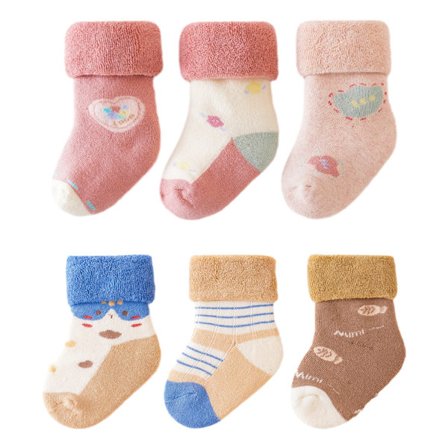 Vauvan puuvillaiset liukuestesukat, talvi, lämpimät, paksut, liukumattomat, taaperopoika G