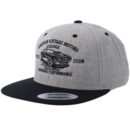 Gearshift - Grå snapback Keps - American Vintage Muscle Car Club Heather Grey/Black Snapback @ Hatstore