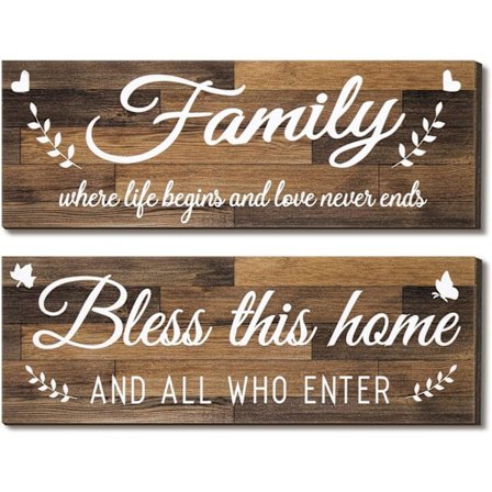 Puinen Perhe Kyltit Rustiikkinen Siunaa Tämä Koti Seinäsisustus Puu Perhe Sisustus Seinätaide Maalaistalon Eteisen Kyltti, 11,8 x 3,9 tuumaa (Ruskea)