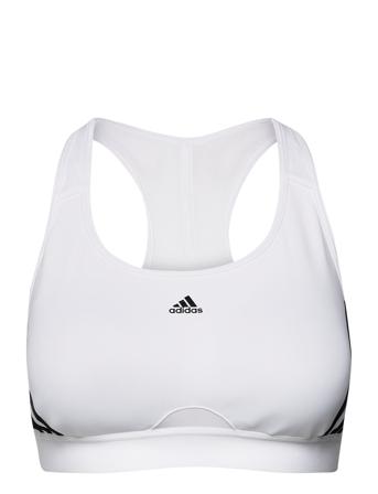 Adidas Powerreact Training Medium-Support 3-Stripes Bra White Adidas Performance
