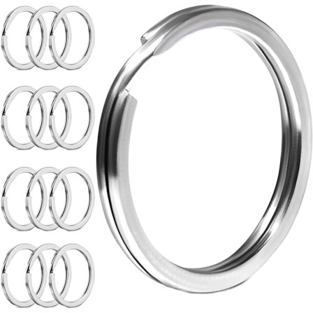 20 st 304 Nyckelringar, Ф25mm Ringar, Platt kompatibel med Alla Typer av Nycklar, DIY, Hantverk (Rostfritt Stål Primär Färg)