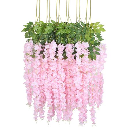 12 kpl keinotekoisia silkkisiä wisteria-köynnöksiä roikkuvia kukkaköynnöksiä kodin juhla- ja hääkoristeita