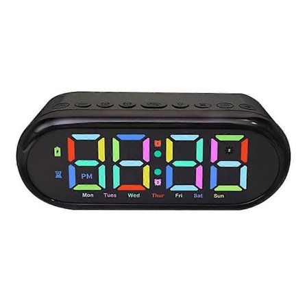 LED stort display digitalt ur med justerbar lysstyrke RGB farveskiftende vækkeur til hjemmebrug