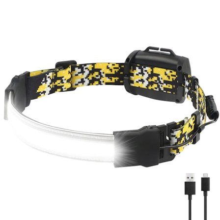 Huvudlampa Uppladdningsbar, Huvudlampa 230° Bred Stråle 500LM Ljus COB